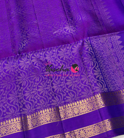 Pure Soft Silk Saree  - Blue & Purple Combo - VVPSS152