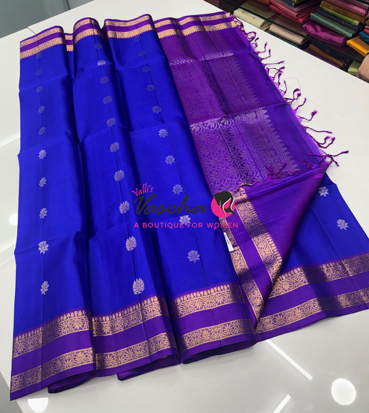 Pure Soft Silk Saree  - Blue & Purple Combo - VVPSS152