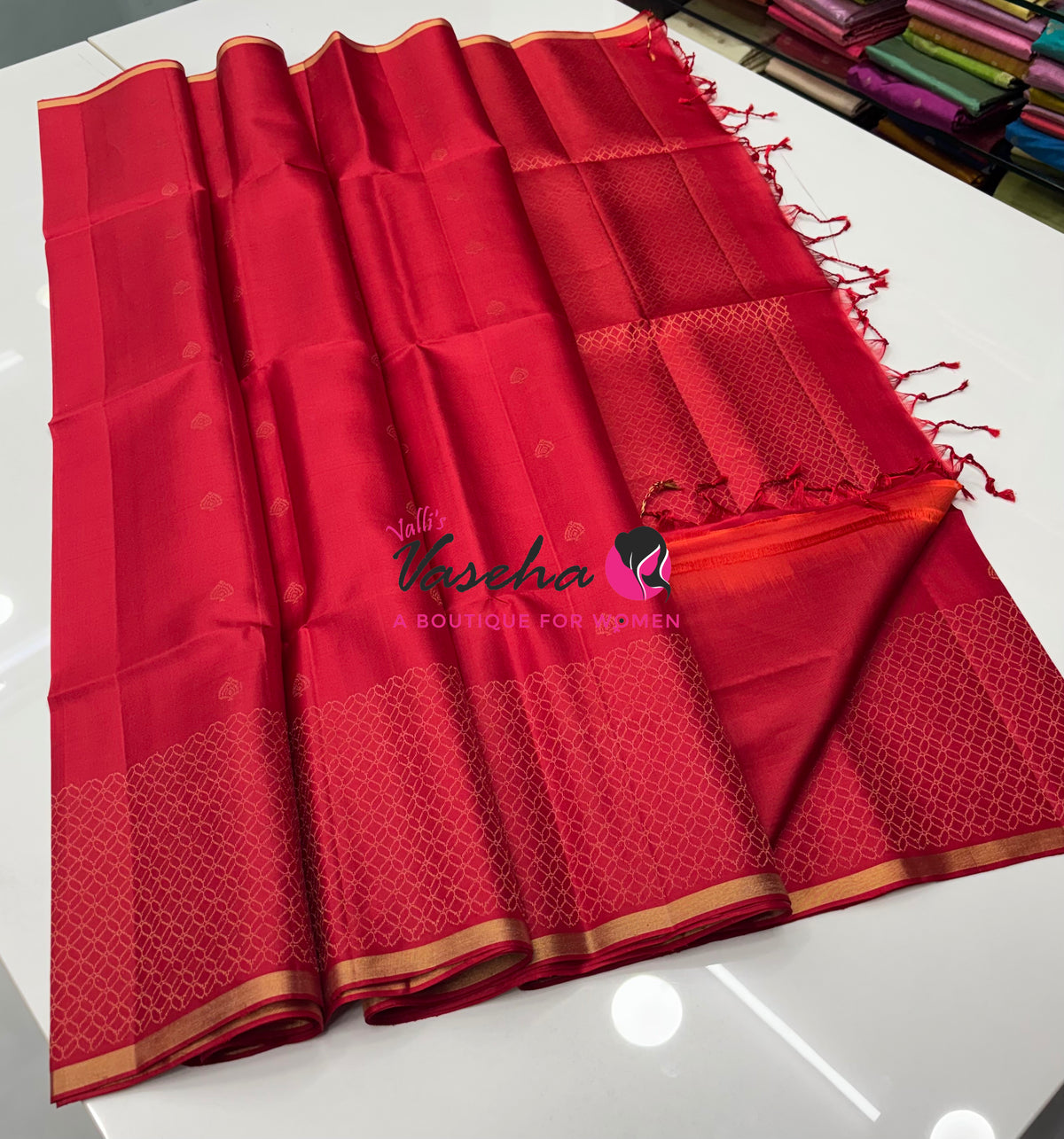 Pure Soft Silk Saree - Red Shade - VVPSS163