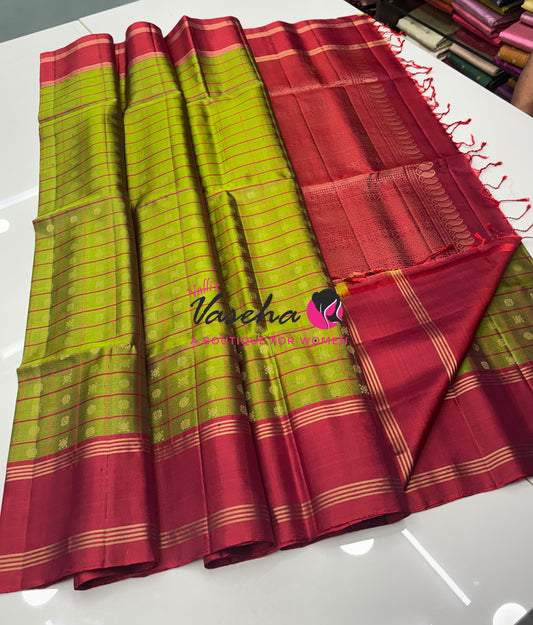 Pure Soft Silk Saree - Green  & Maroon   Shade - VVPSS116