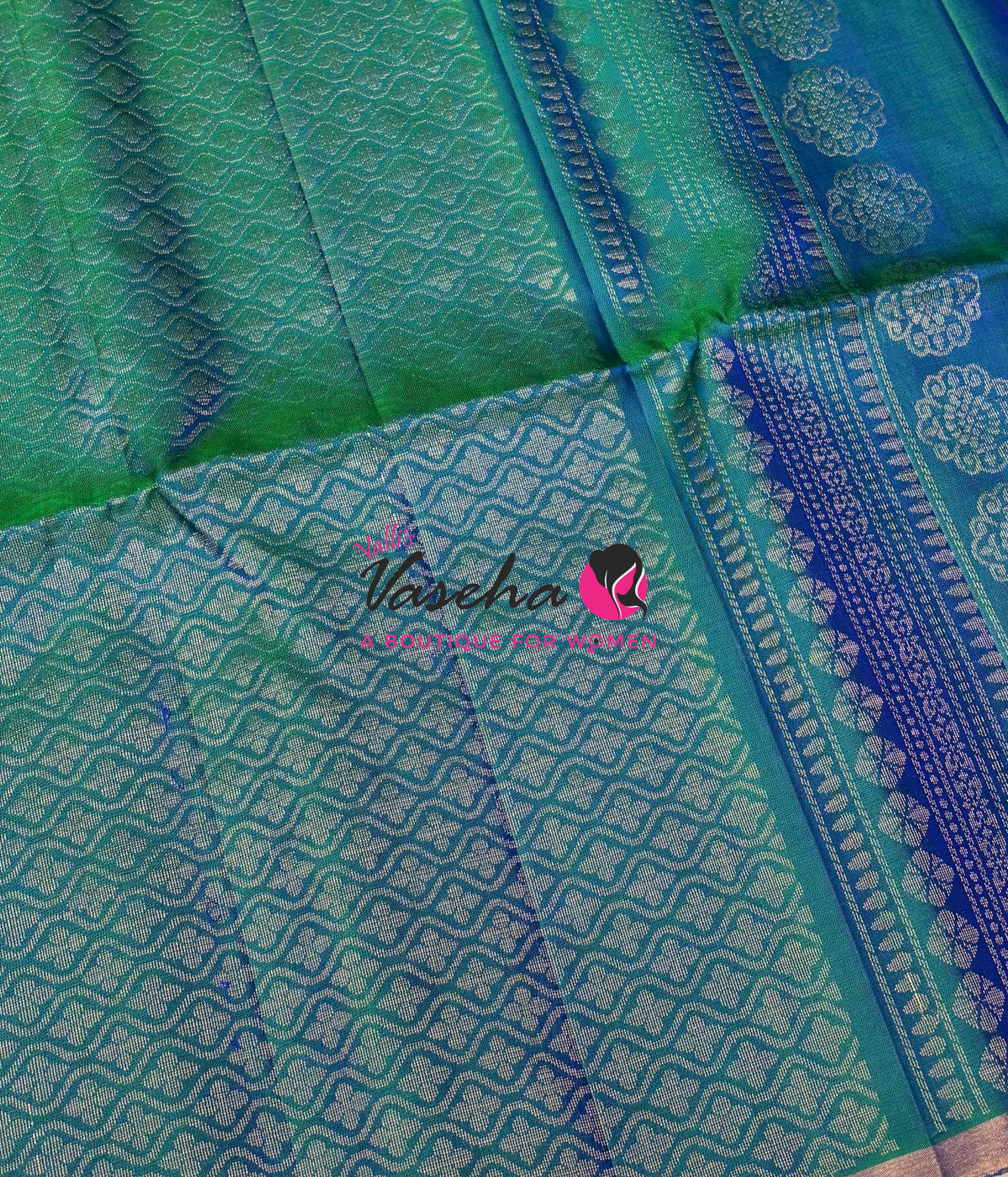 Pure Soft Silk Saree - Peacock Blue Shade - VVPSS061