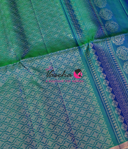 Pure Soft Silk Saree - Peacock Blue Shade - VVPSS061