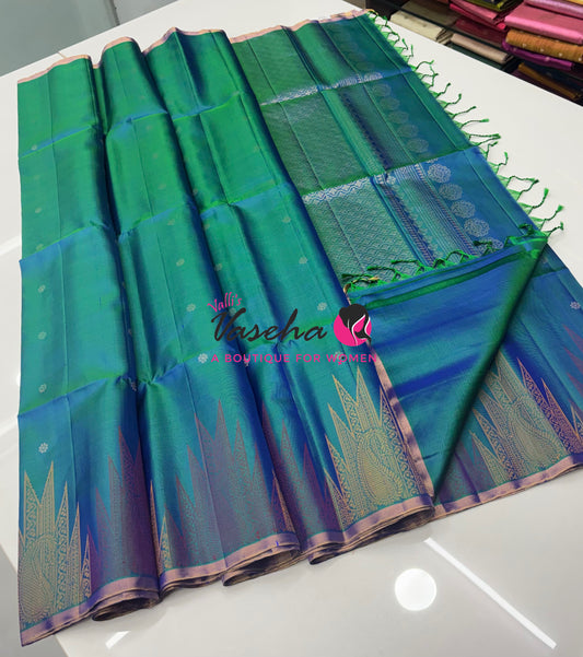 Pure Soft Silk Saree - Peacock Blue Shade - VVPSS061