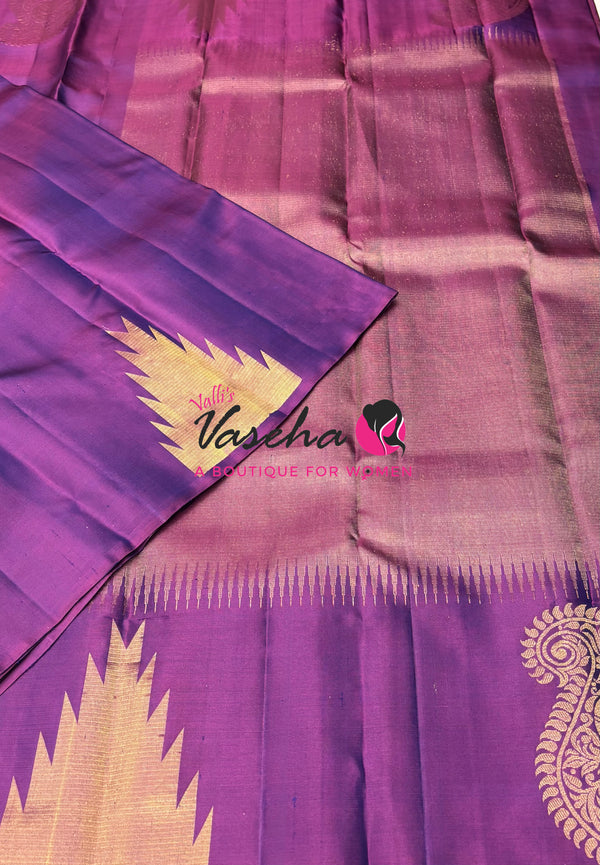 Pure Soft Silk Saree - Jothika Hit design - Dark Purple - VVPSS011