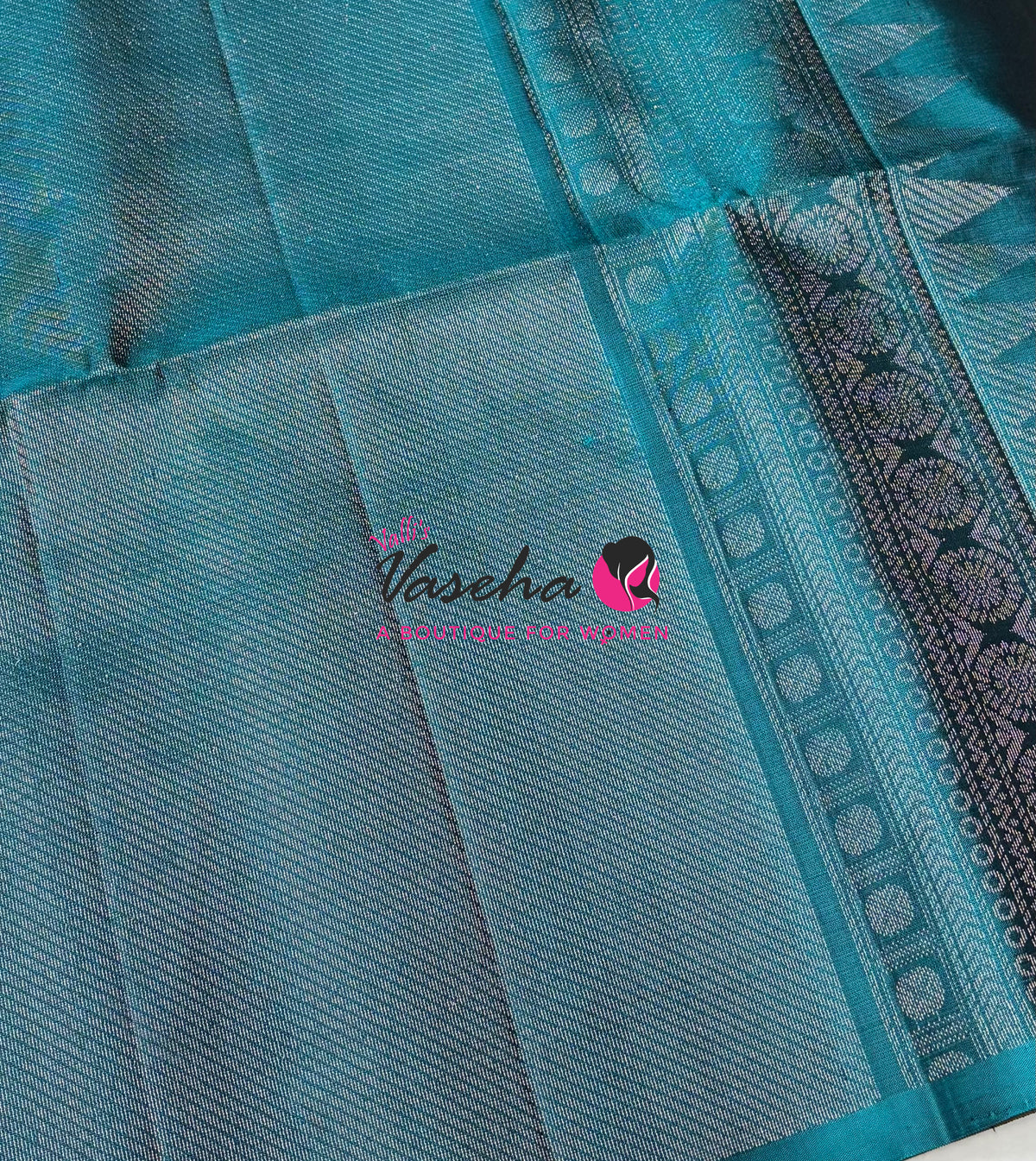 Pure Soft Silk Saree - Green With Blue Combo - VVPSS165