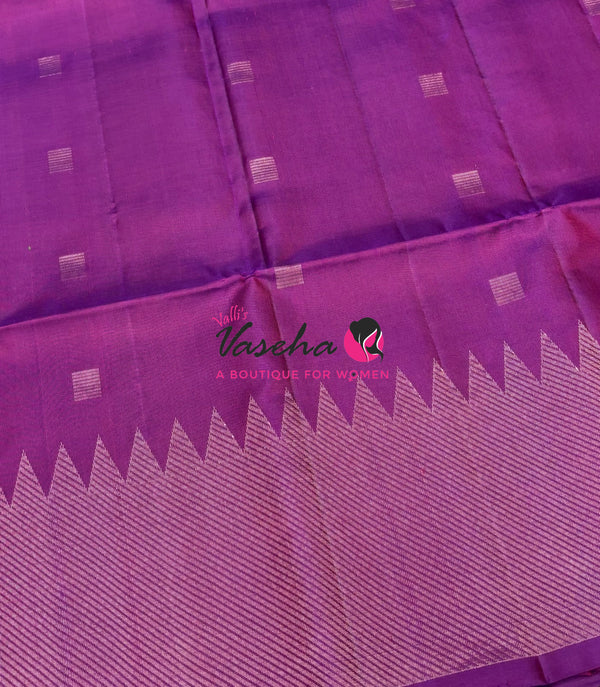 Pure Soft Silk Saree - Purplish Pink With Green Combo - VVPSS165