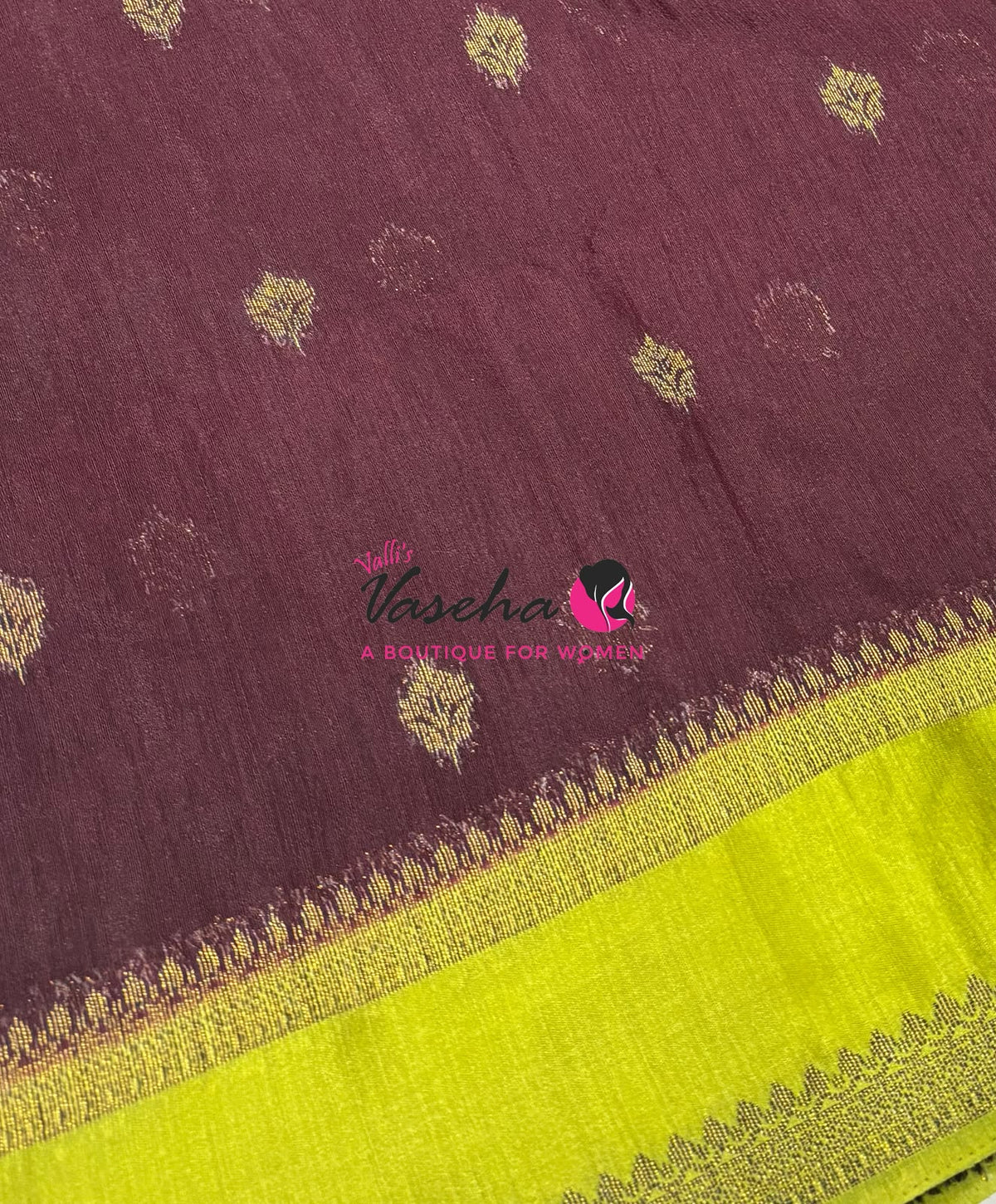 Linen Jute Silk Saree - Maroon With Green  Shade - VVLJS001