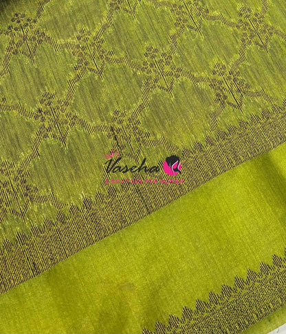 Linen Jute Silk Saree - Maroon With Green  Shade - VVLJS001