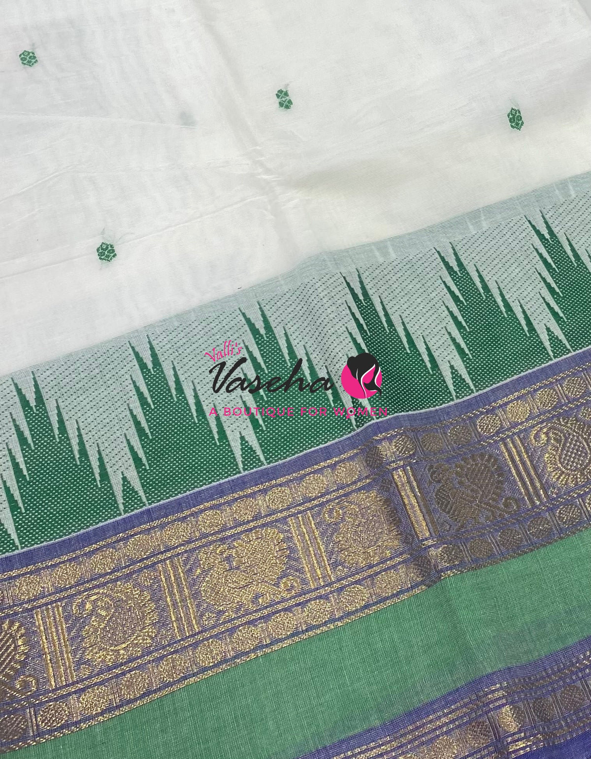 Kanchi Cotton Saree - Butta Design - VVKCS034