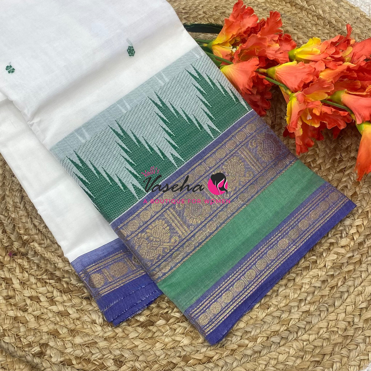 Kanchi Cotton Saree - Butta Design - VVKCS034