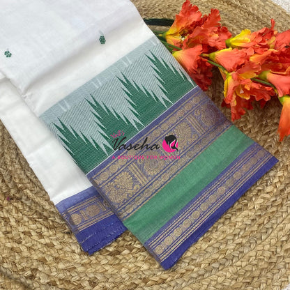 Kanchi Cotton Saree - Butta Design - VVKCS034
