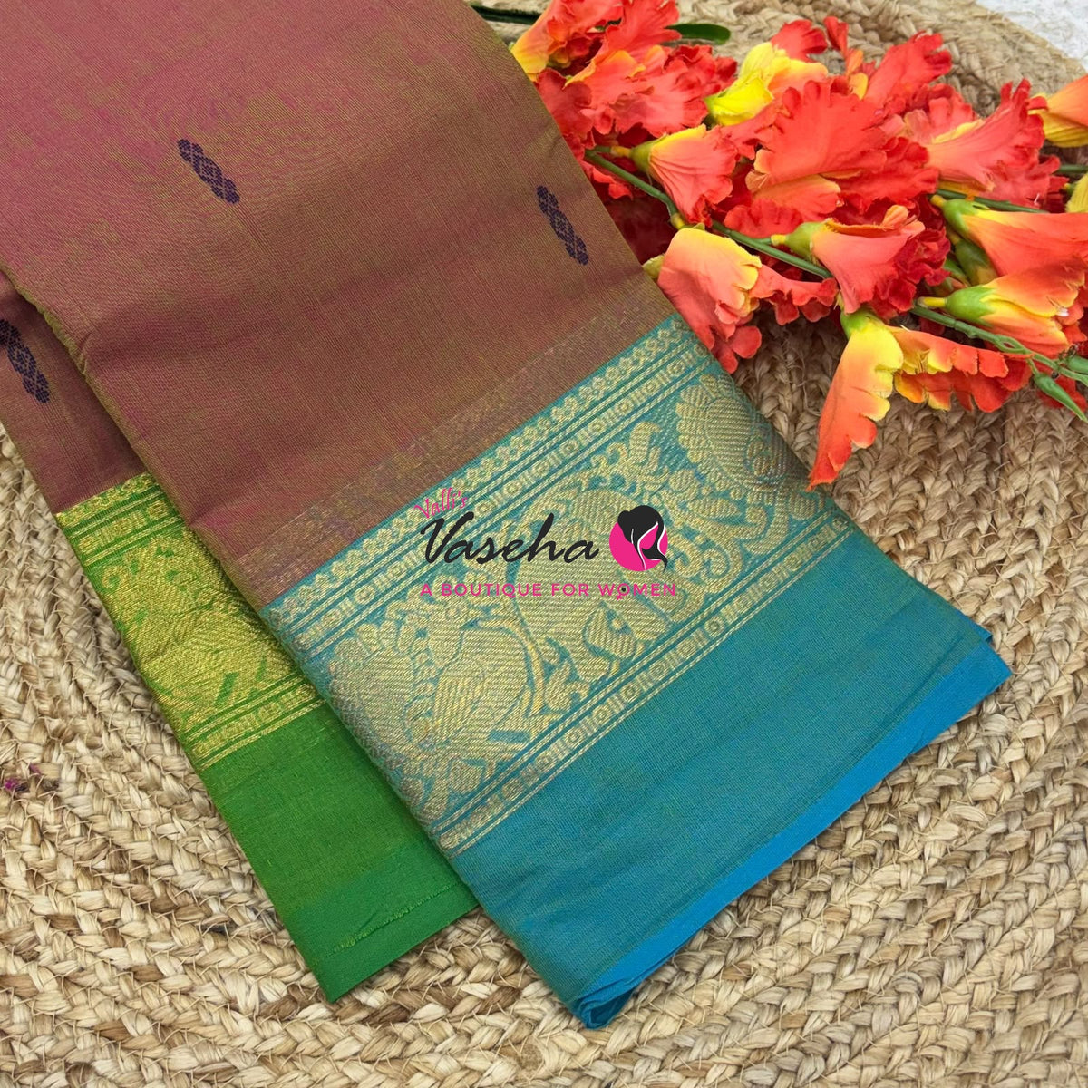 Kanchi Cotton Saree - Butta Design - VVKCS034