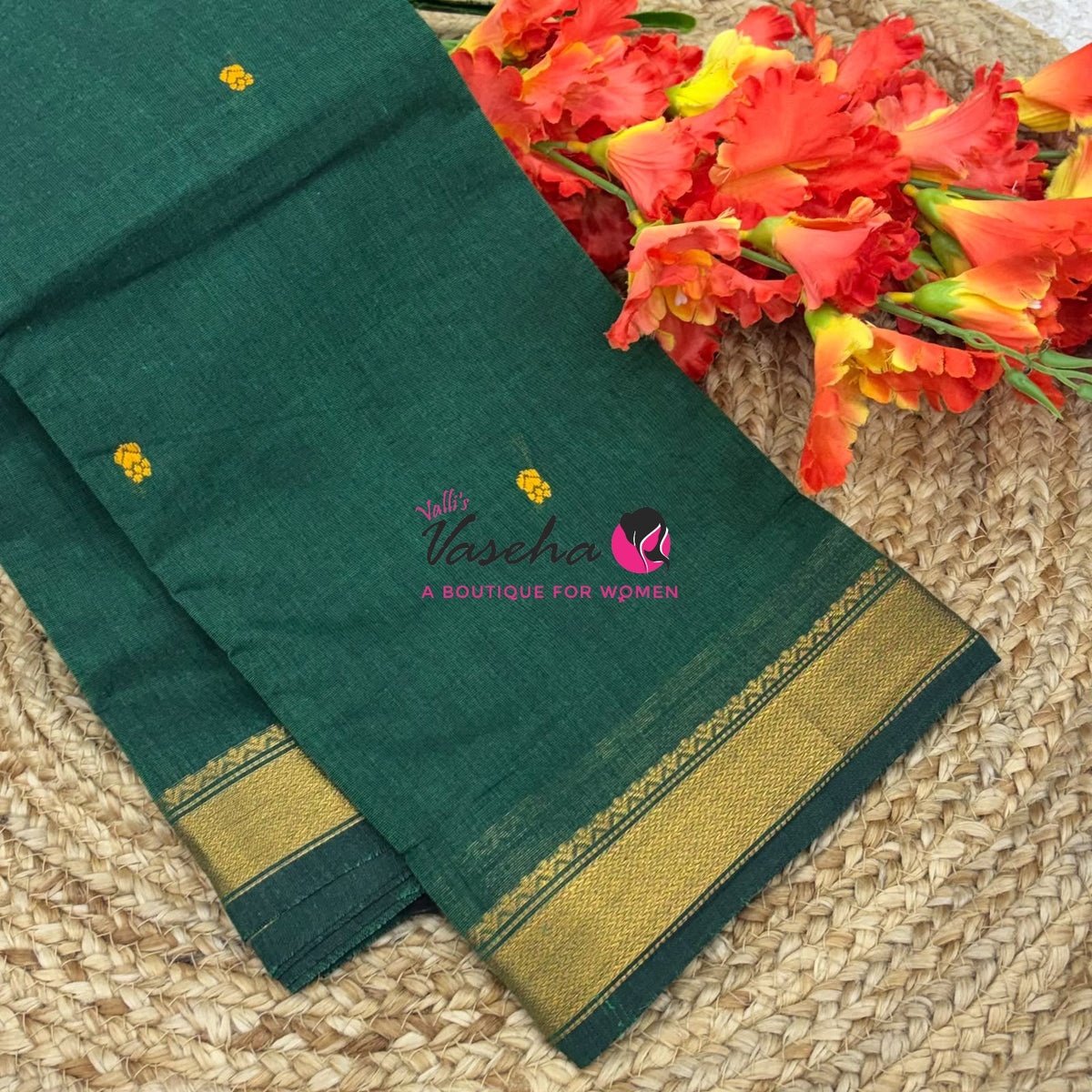 Kanchi Cotton Saree - Butta Design - VVKCS034