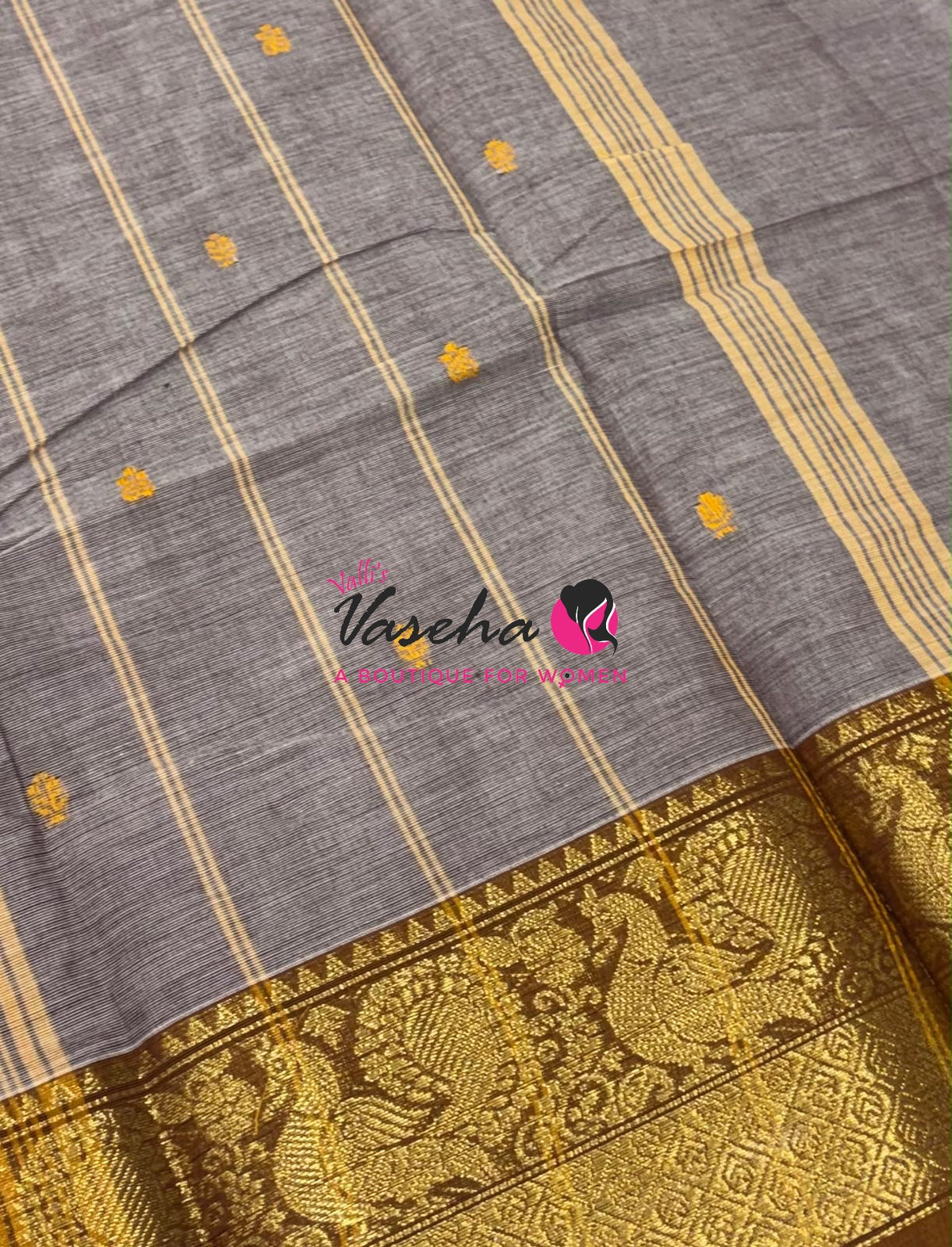 Kanchi Cotton Saree - Butta Design - VVKCS034
