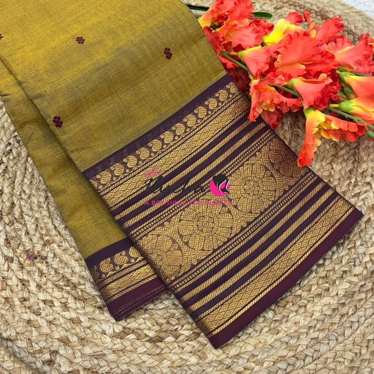 Kanchi Cotton Saree - Butta Design - VVKCS034