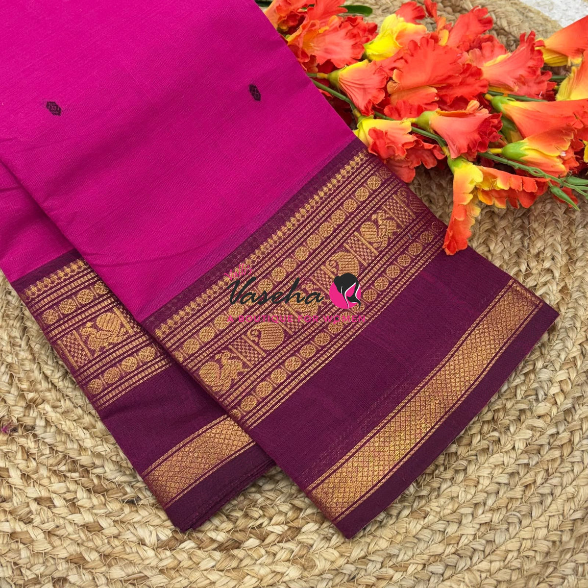 Kanchi Cotton Saree - Butta Design - VVKCS034