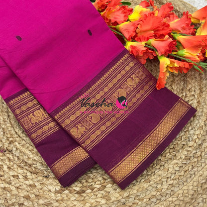 Kanchi Cotton Saree - Butta Design - VVKCS034
