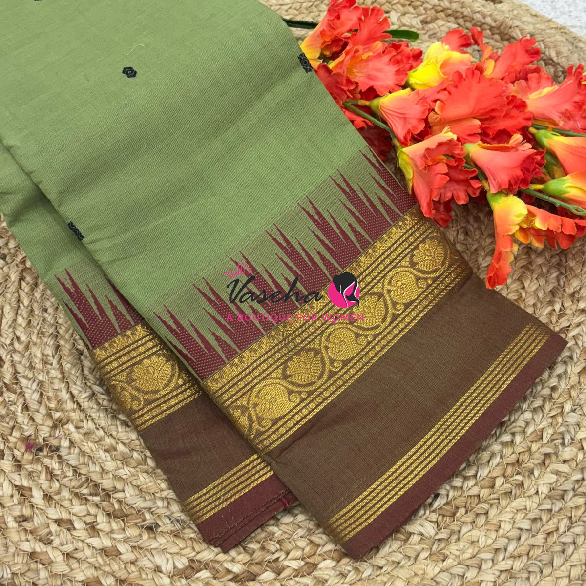 Kanchi Cotton Saree - Butta Design - VVKCS034
