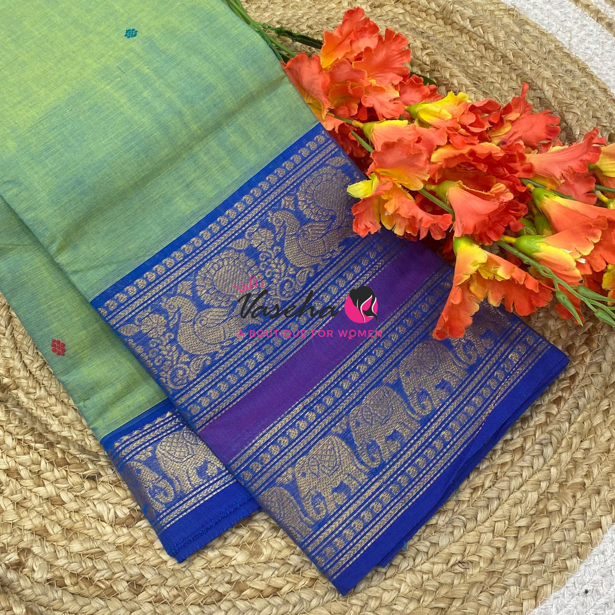 Kanchi Cotton Saree - Butta Design - VVKCS034