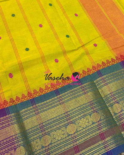 Kanchi Cotton Saree - Butta Design - VVKCS034