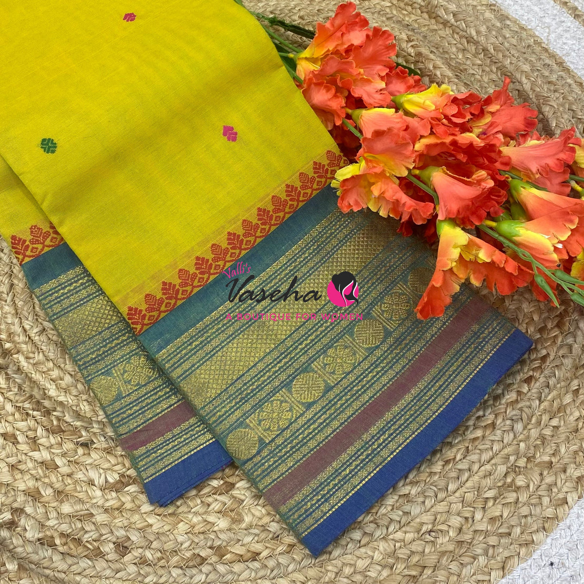 Kanchi Cotton Saree - Butta Design - VVKCS034