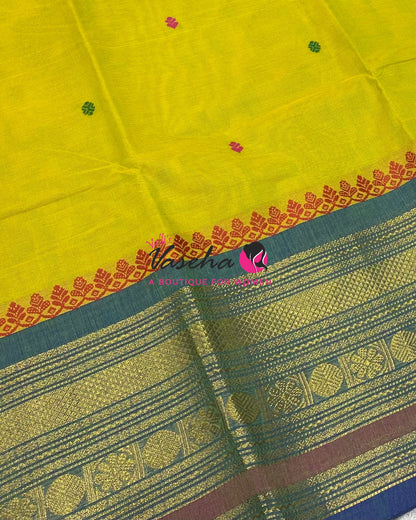 Kanchi Cotton Saree - Butta Design - VVKCS034