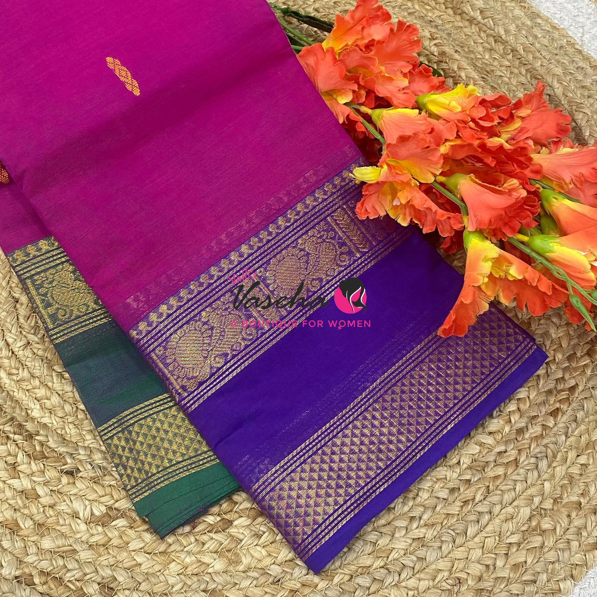 Kanchi Cotton Saree - Butta Design - VVKCS034