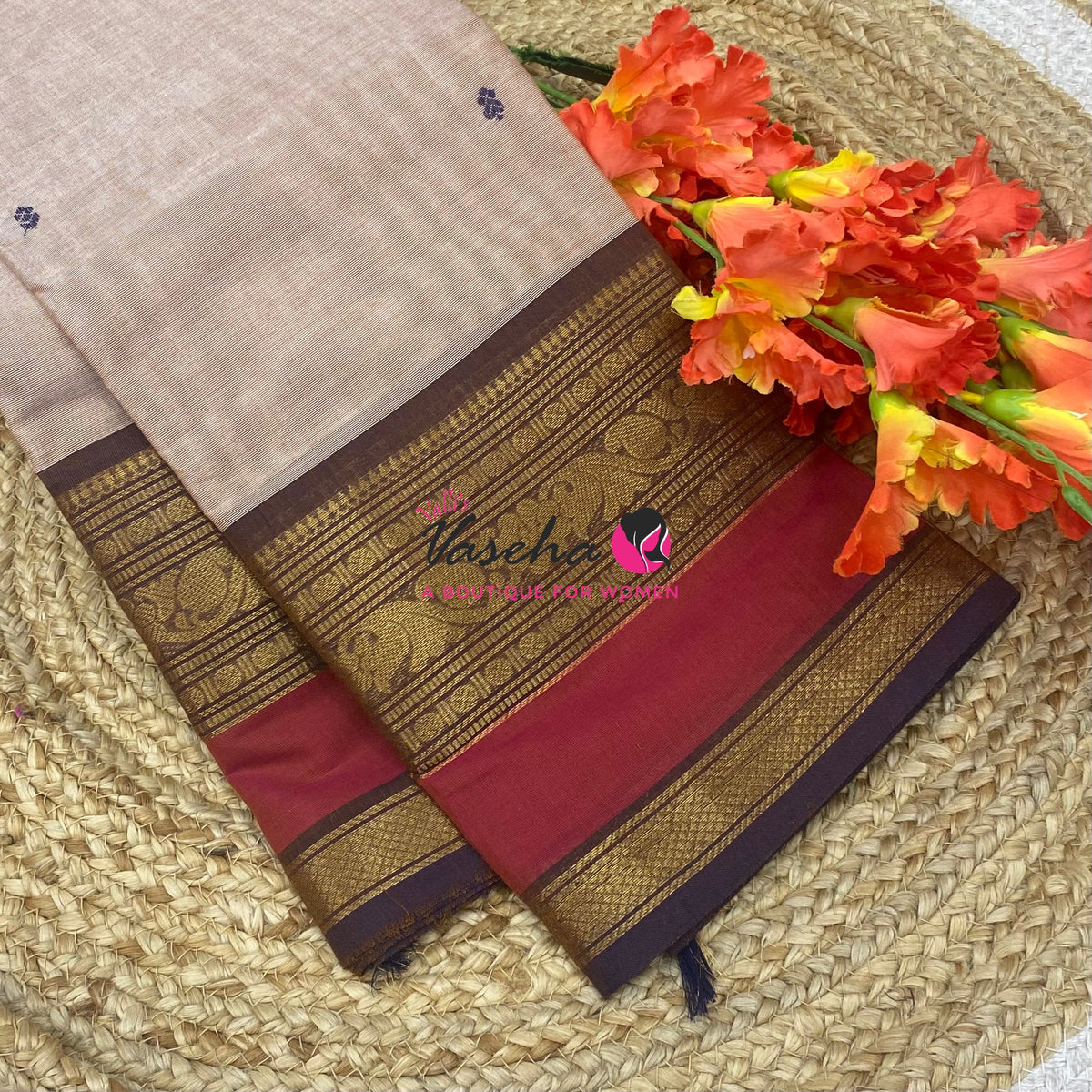 Kanchi Cotton Saree - Butta Design - VVKCS034