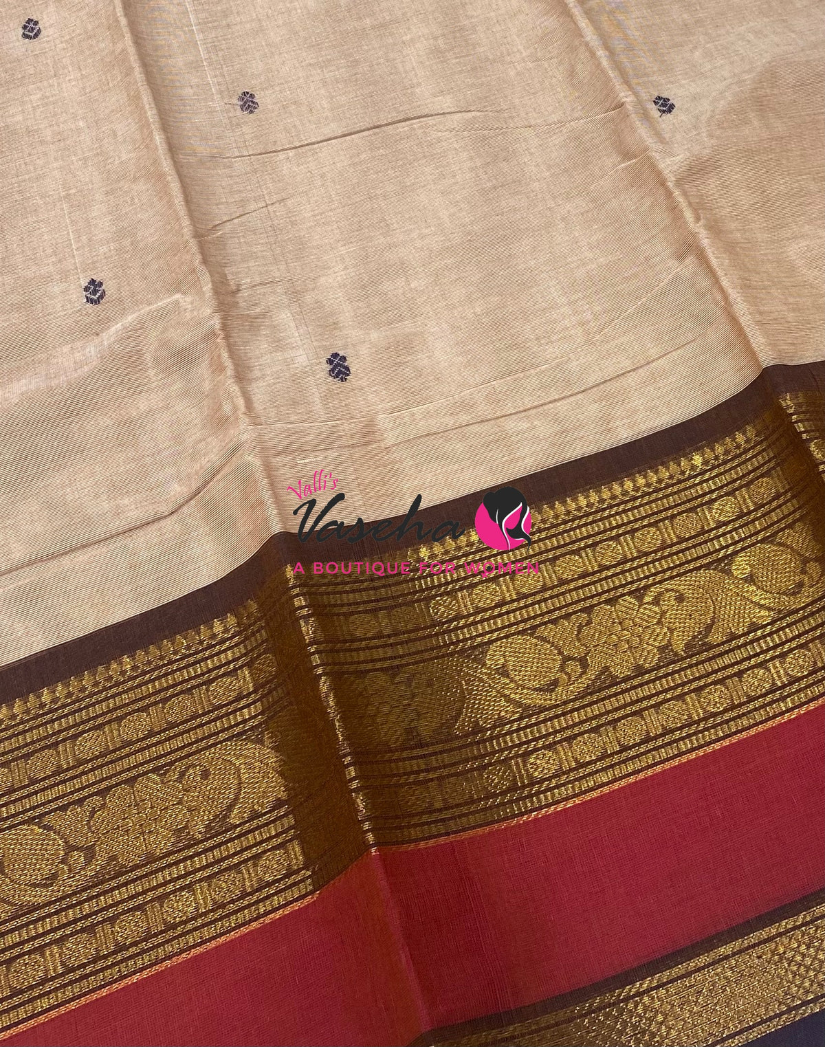 Kanchi Cotton Saree - Butta Design - VVKCS034