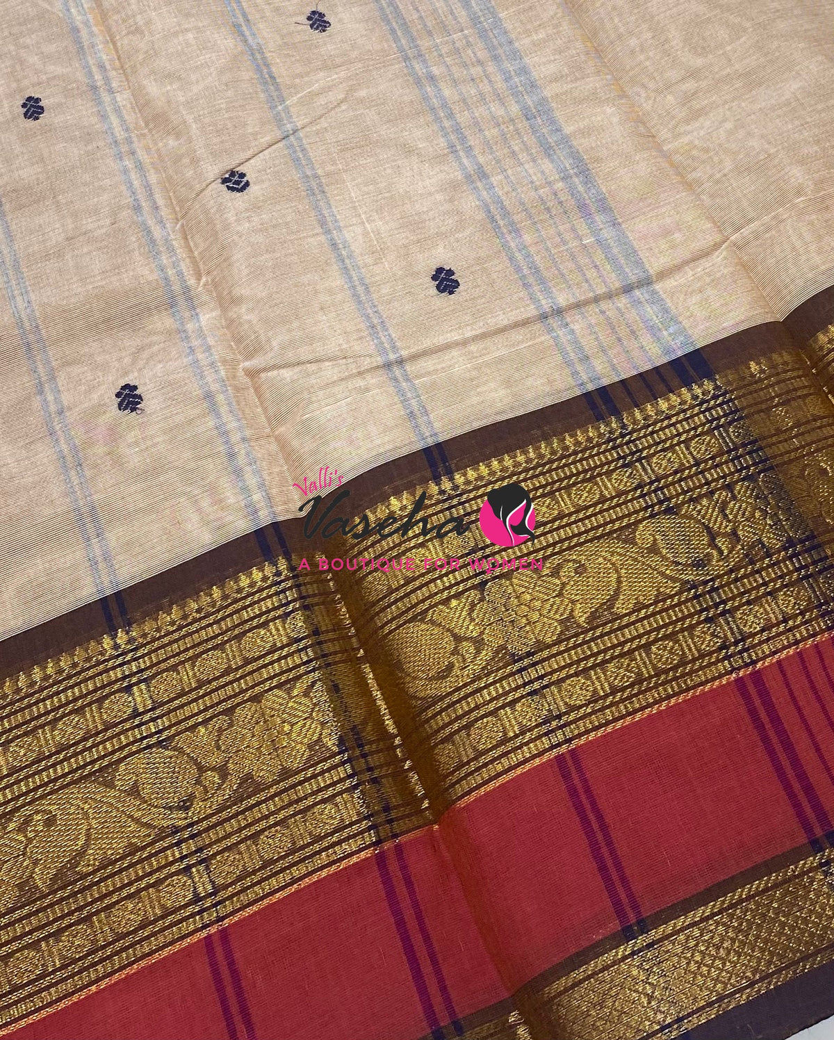 Kanchi Cotton Saree - Butta Design - VVKCS034
