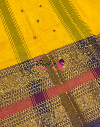 Kanchi Cotton Saree - Butta Design - VVKCS034