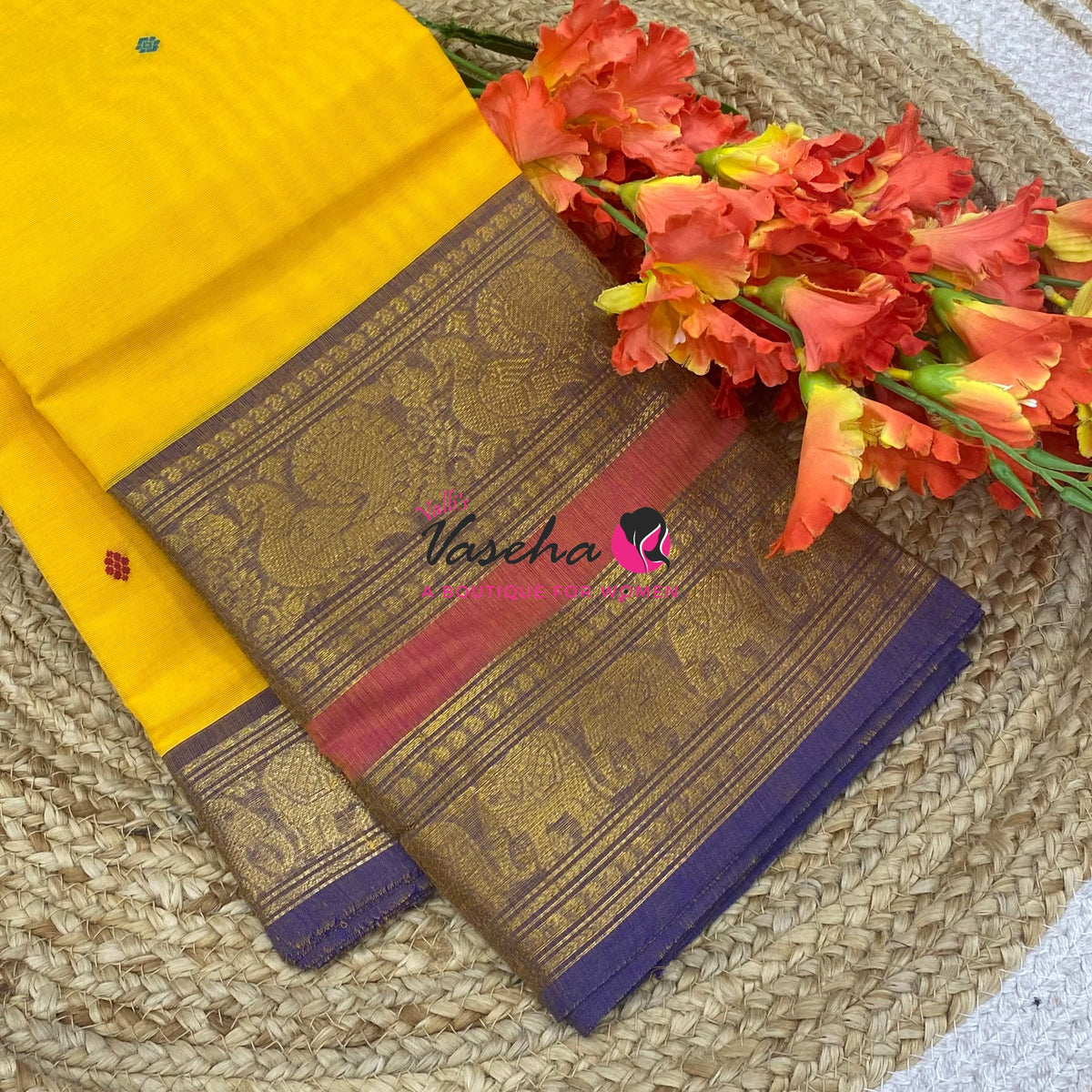 Kanchi Cotton Saree - Butta Design - VVKCS034