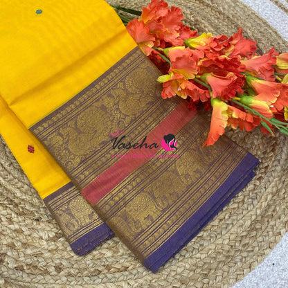 Kanchi Cotton Saree - Butta Design - VVKCS034