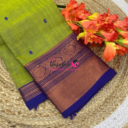 Kanchi Cotton Saree - Butta Design - VVKCS034