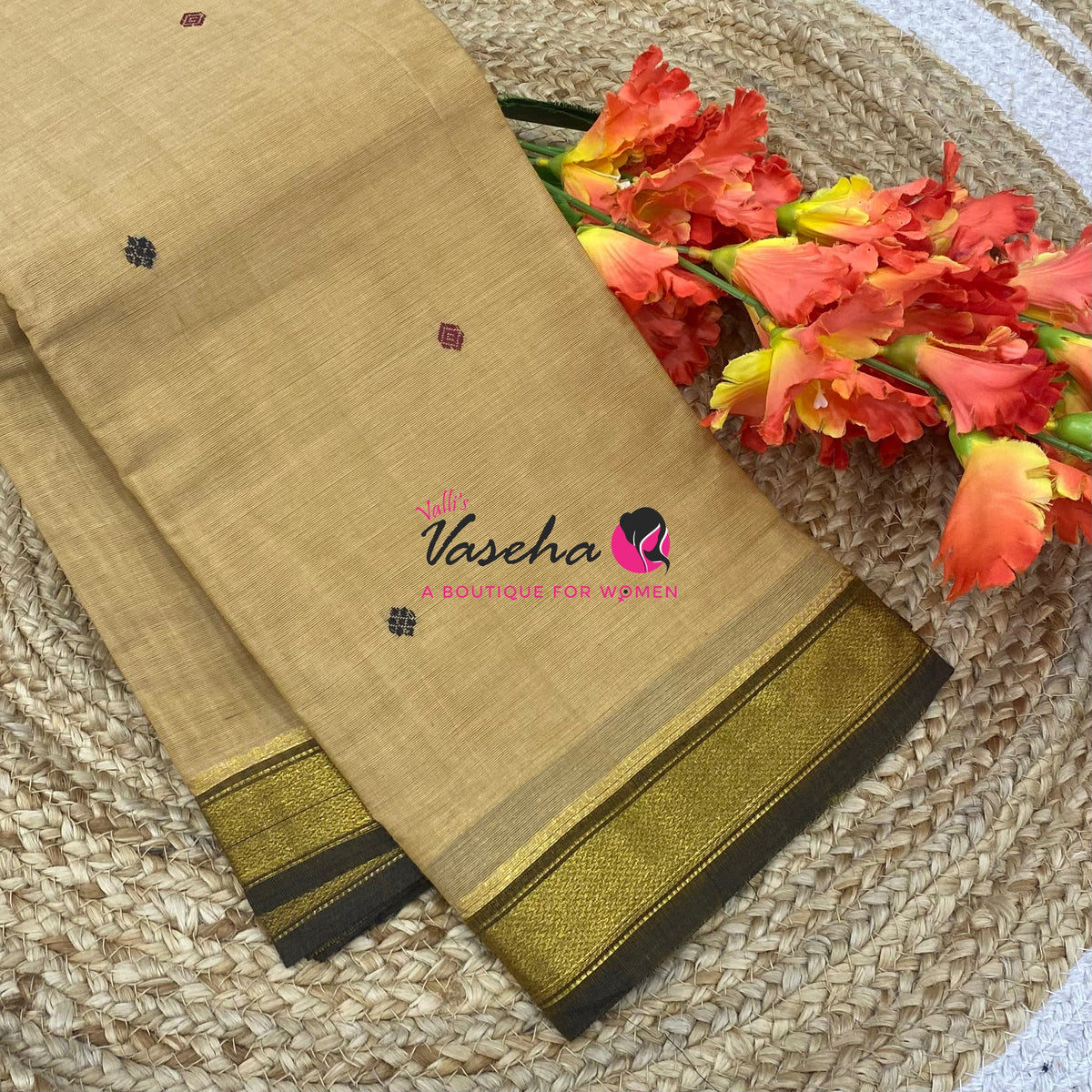 Kanchi Cotton Saree - Butta Design - VVKCS034