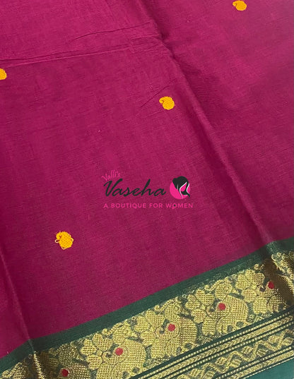 Kanchi Cotton Saree - Butta Design - VVKCS034
