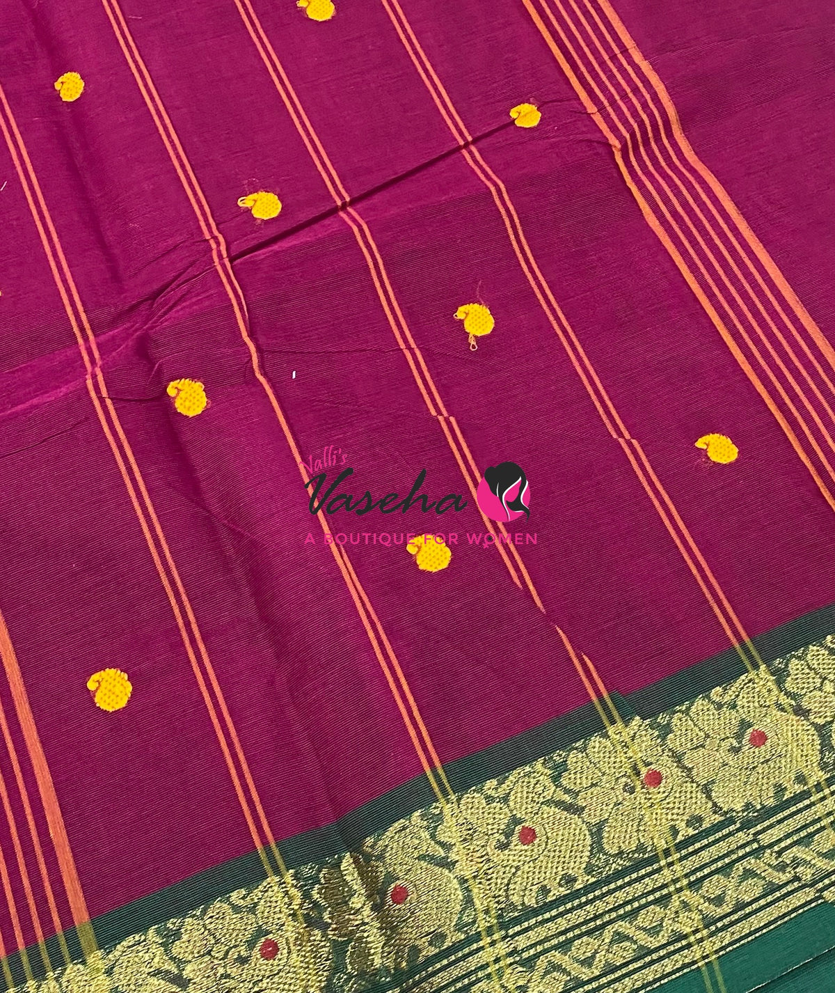 Kanchi Cotton Saree - Butta Design - VVKCS034
