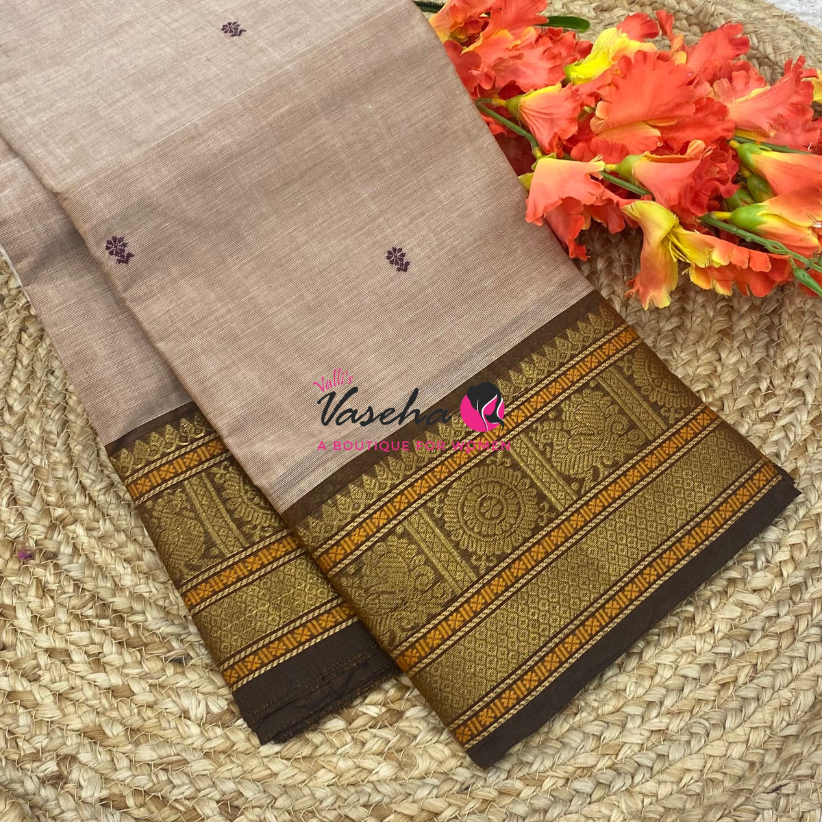 Kanchi Cotton Saree - Butta Design - VVKCS034