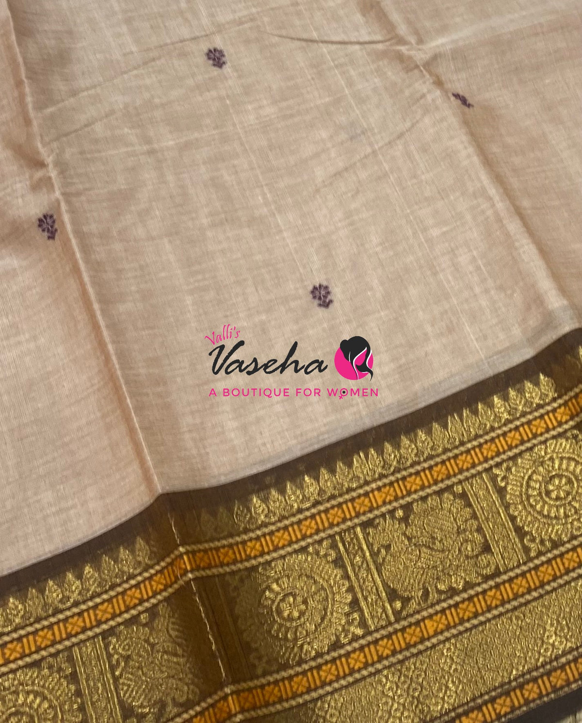 Kanchi Cotton Saree - Butta Design - VVKCS034