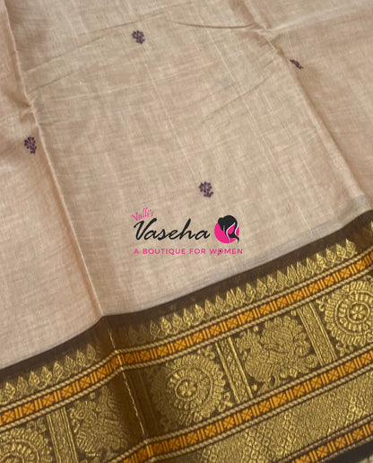 Kanchi Cotton Saree - Butta Design - VVKCS034