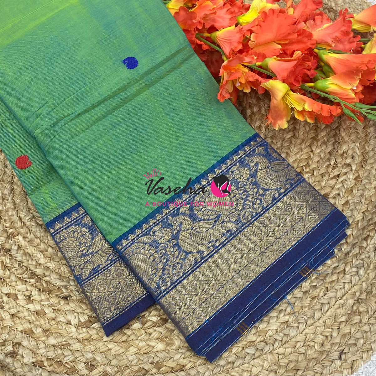 Kanchi Cotton Saree - Butta Design - VVKCS034