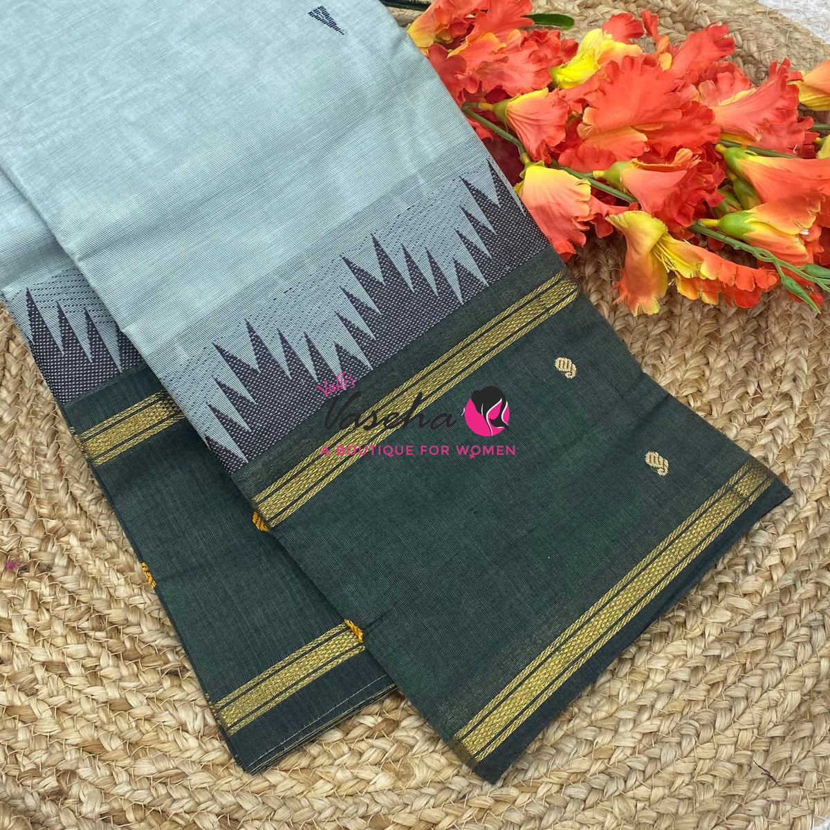 Kanchi Cotton Saree - Butta Design - VVKCS034