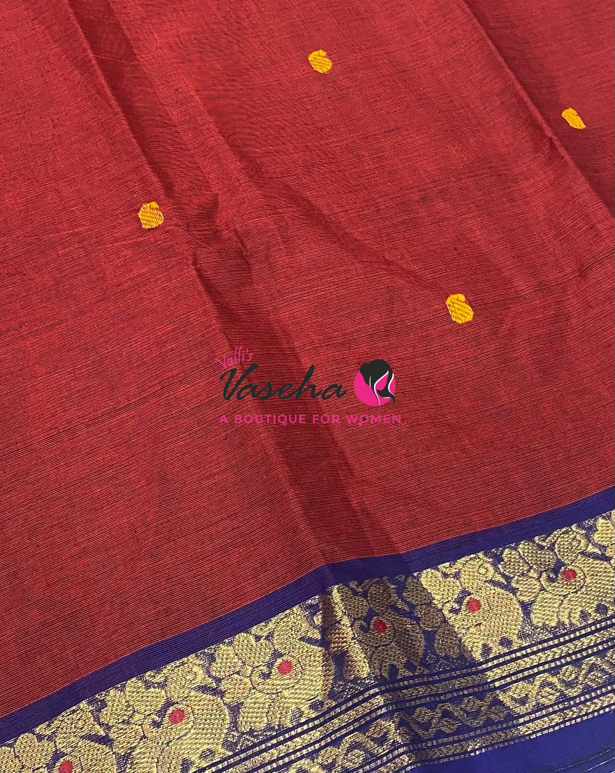 Kanchi Cotton Saree - Butta Design - VVKCS034