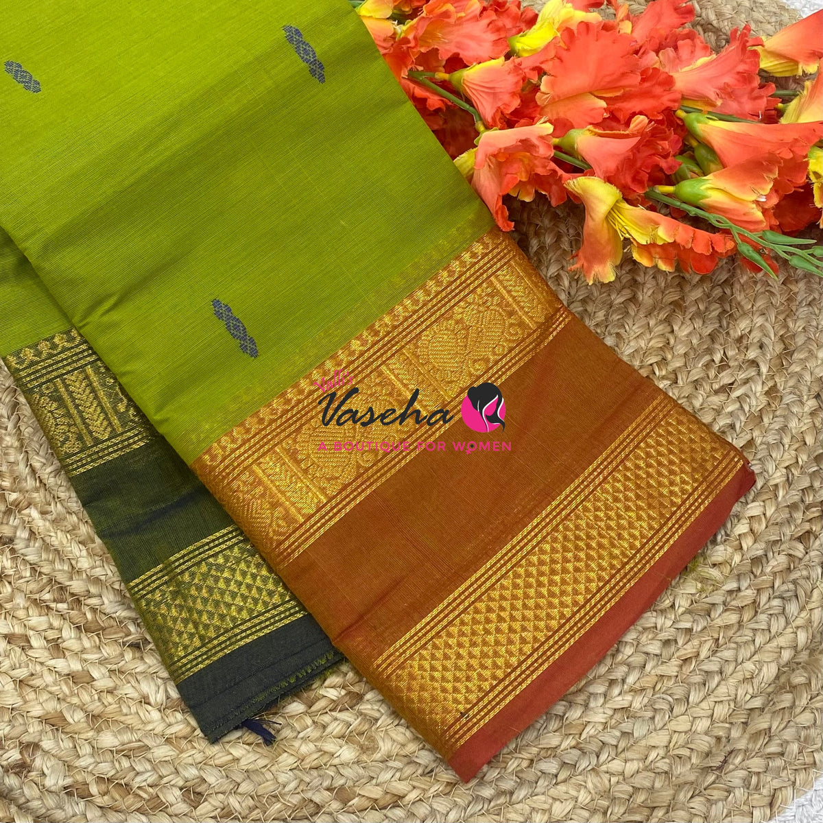Kanchi Cotton Saree - Butta Design - VVKCS034