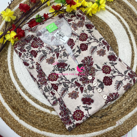 Ready Made - Nye Viscose Silk  - Straight Cut Kurti - VVRK011