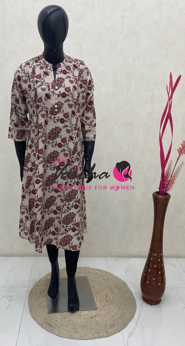 Ready Made - Nye Viscose Silk  - Straight Cut Kurti - VVRK011