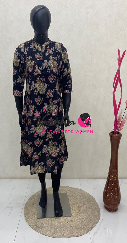 Ready Made - Nye Viscose Silk  - Straight Cut Kurti - VVRK011