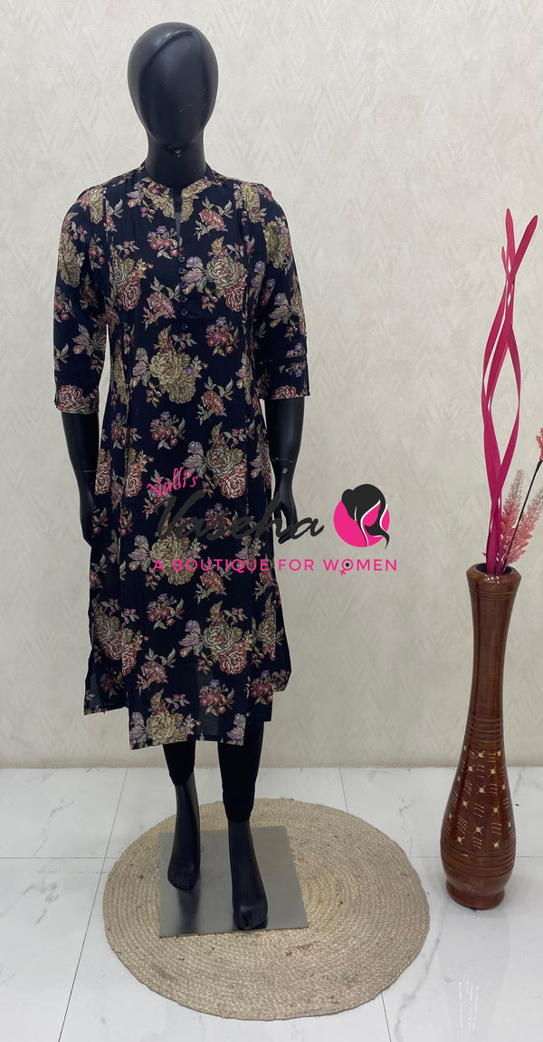 Ready Made - Nye Viscose Silk  - Straight Cut Kurti - VVRK011