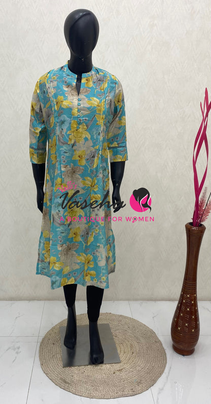 Ready Made - Nye Viscose Silk  - Straight Cut Kurti - VVRK011