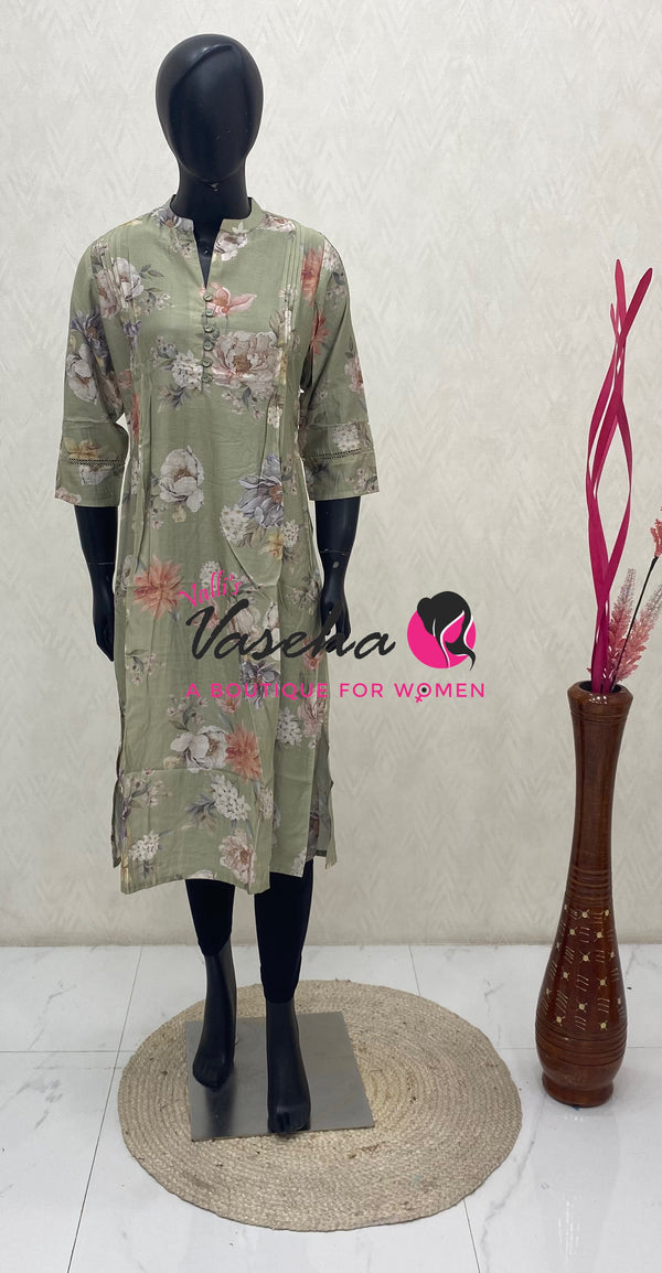 Ready Made - Nye Viscose Silk  - Straight Cut Kurti - VVRK011